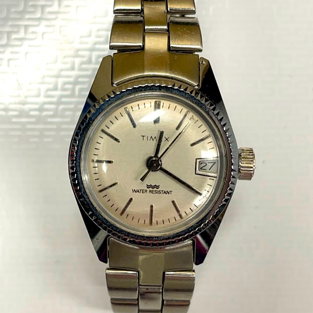 Women's Timex Mechanical Vintage Watch, Date Window, 1960's, Stainless Steel